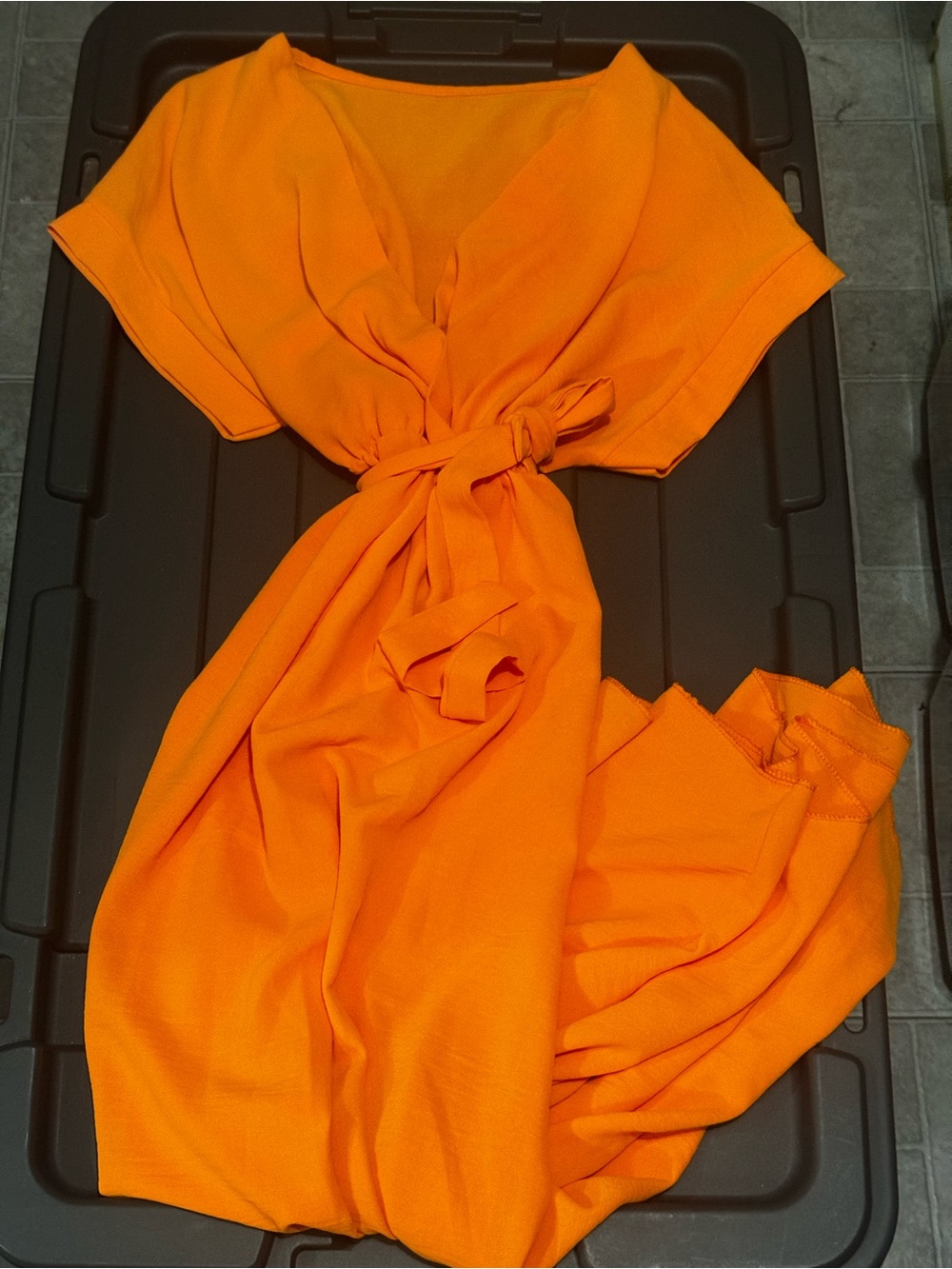 Bright Orange Tie-Front Women’s Dress